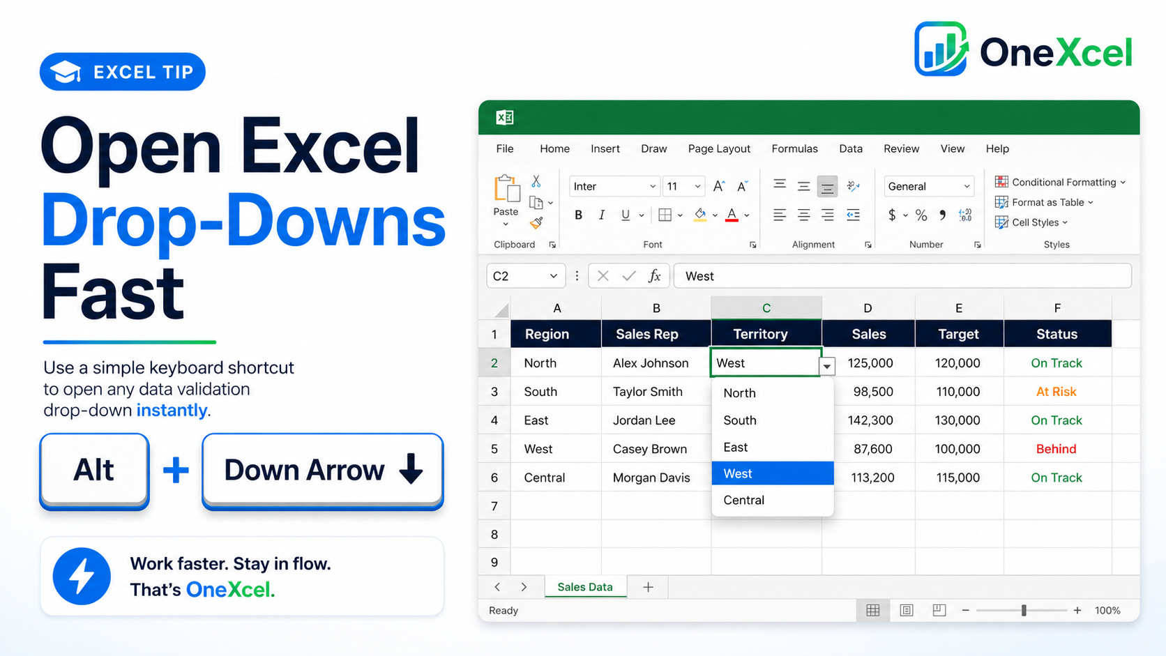 Open Excel Cell Drop-Downs Faster with Alt + Down Arrow