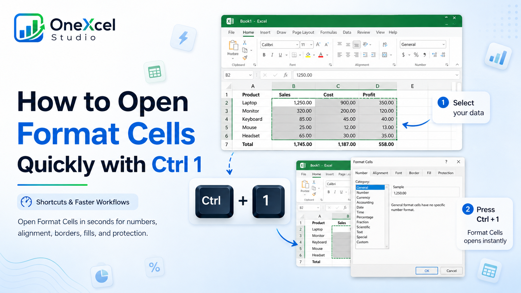 How to Open Format Cells Quickly with Ctrl 1