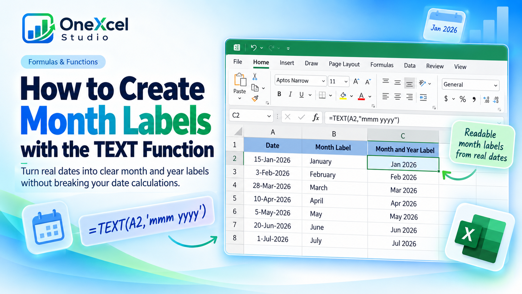 How to Create Month Labels with the TEXT Function