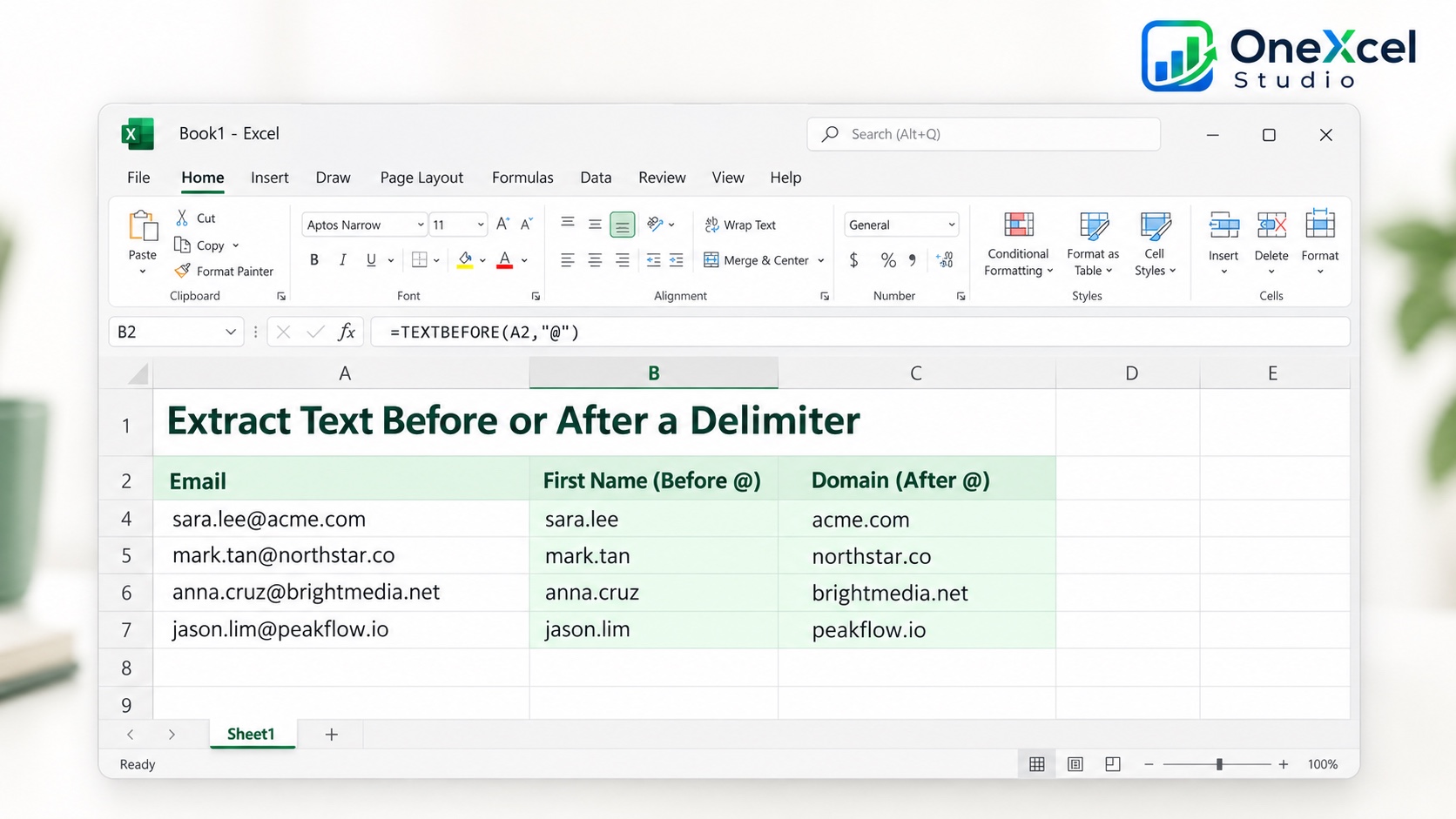 How to Extract Text Before or After a Delimiter in Excel